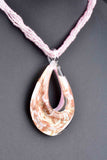 Italian Handcrafted Murano Glass Teardrop pendant with 6 Strand Murano Glass Bead Necklace