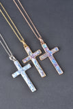 Sterling Handmade Elongated Roman Glass Cross Enhancer Necklace