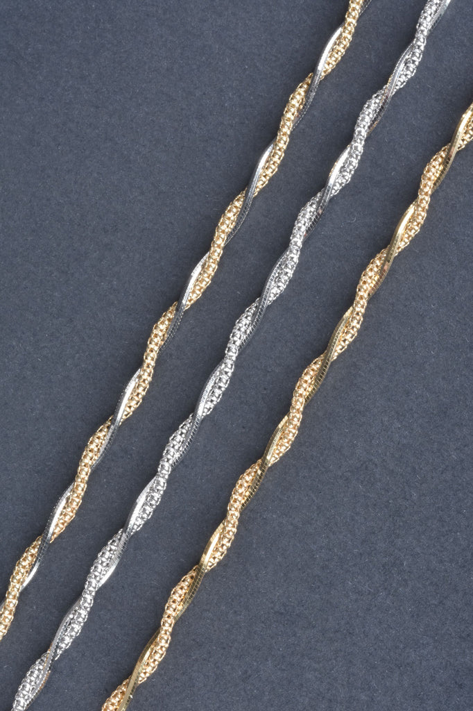 Italian Sterling Diamond Cut Snake and Popcorn Necklace