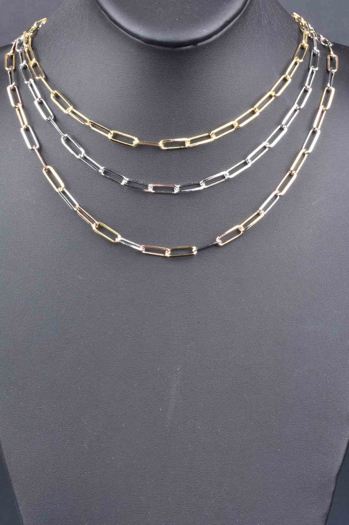 Italian 16", 18", 20" or 24" Paper Clip Necklace