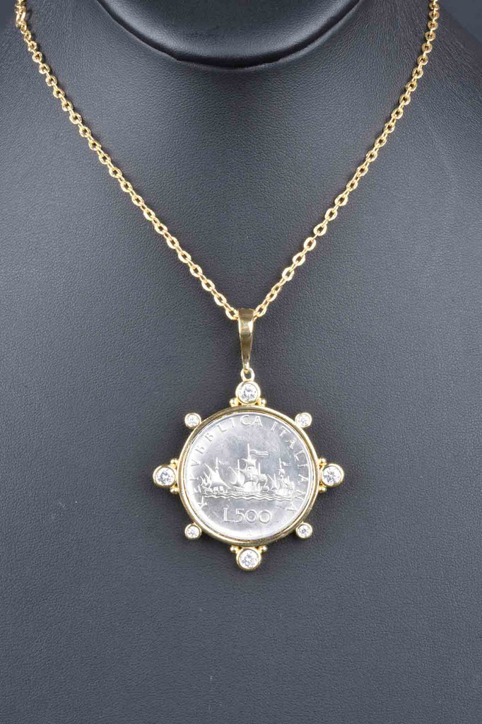 Special Edition Italian Caravelle Lire Coin Pendant with chain and Leather Cord, a Love Note