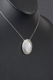 Carved Mother of Pearl Miraculous Medal with Pave Border Necklace