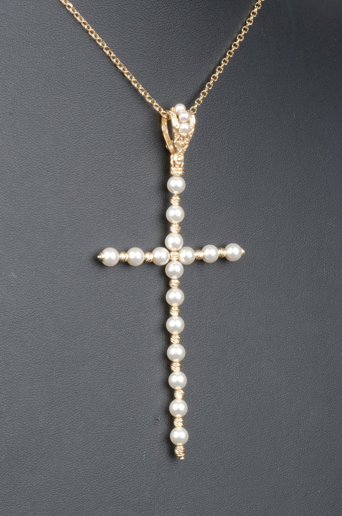 Florentine Handmade Ornate Beaded Cross Necklace