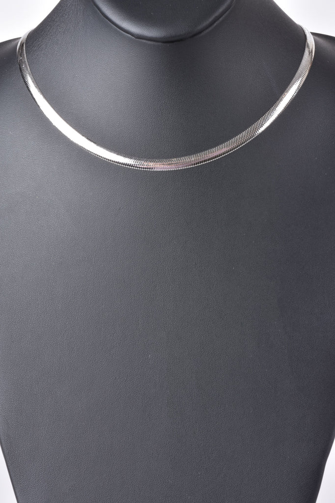 Italian Sterling Domed Polished or Diamond Cut Herringbone Necklace