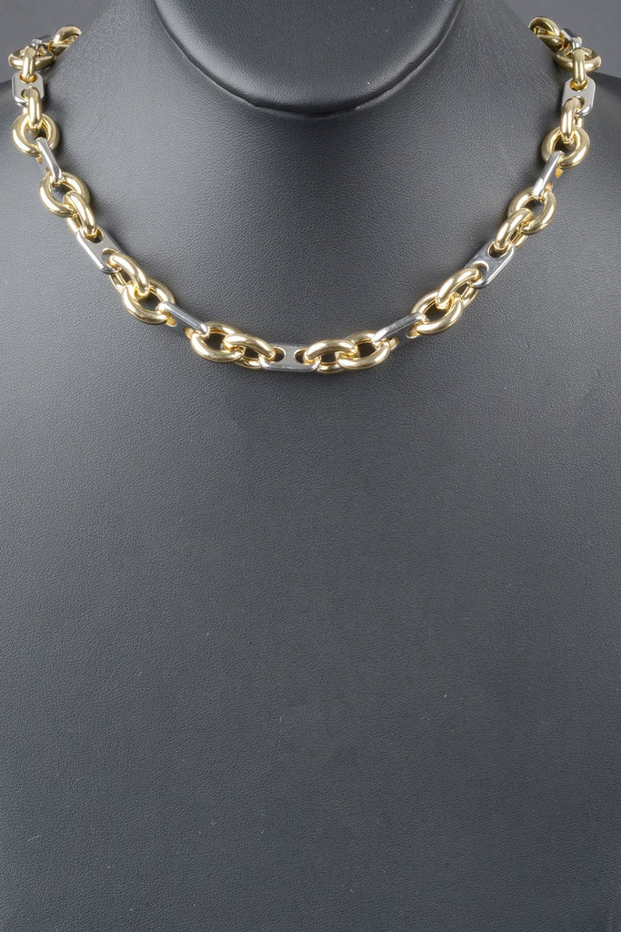 Italian Double Rolo and Oval Station Status Link Necklace