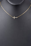 Sterling Pave Horizontal Cross Necklace