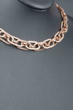 Italian Textured and Polished Interlocking Status Link Necklace