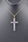 Sterling Handmade Elongated Roman Glass Cross Enhancer Necklace
