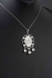 Italian Sterling Ornate Angel and Cultured Pearl Pendant