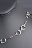 Italian Sterling Equestrian Pave Accent Status Link Necklace