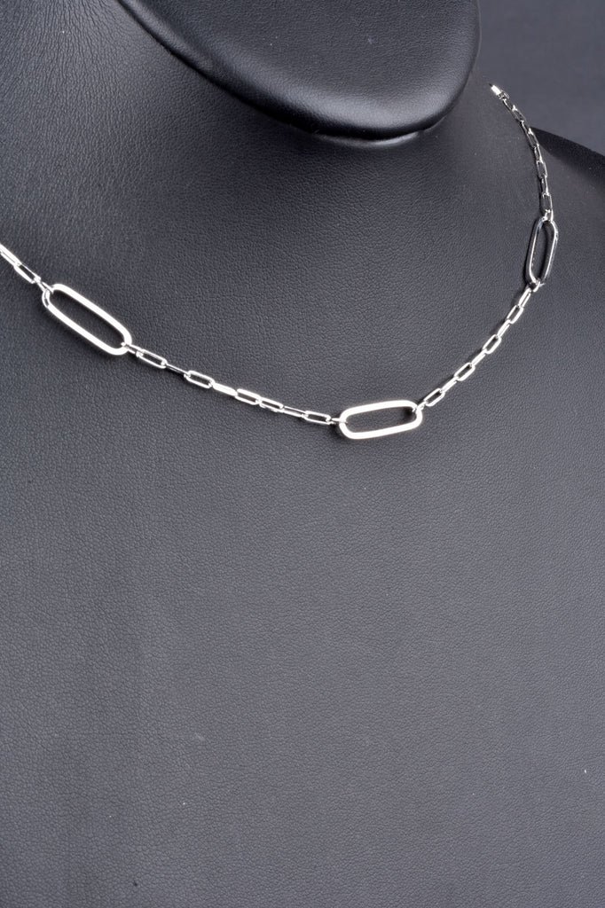 Italian Sterling Status Oval Paper Clip Necklace