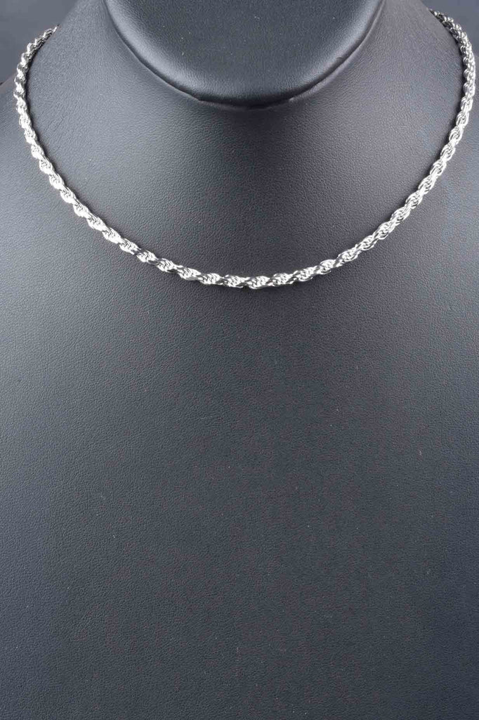 Italian Sterling Diamond Cut Solid One-Of-A-Kind  Rope Necklace