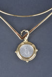 Sterling Italian Bee Lire Coin Enhancer with Polished Bead Accent Frame