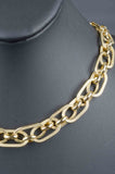 Italian Textured and Polished Interlocking Status Link Necklace
