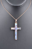 Sterling Handmade Elongated Roman Glass Cross Enhancer Necklace