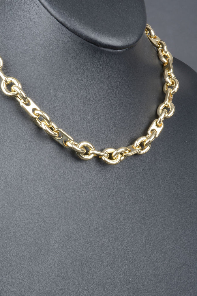 Italian Double Rolo and Oval Station Status Link Necklace