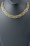 Italian Textured and Polished Interlocking Status Link Necklace