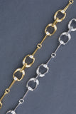 Italian Sterling Equestrian Pave Accent Status Link Necklace