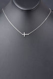 Sterling Pave Horizontal Cross Necklace