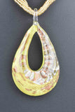 Italian Handcrafted Murano Glass Teardrop pendant with 6 Strand Murano Glass Bead Necklace