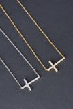 Sterling Pave Horizontal Cross Necklace