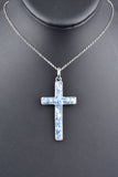 Sterling Handmade Elongated Roman Glass Cross Enhancer Necklace