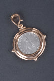 Sterling Italian Bee Lire Coin Enhancer with Polished Bead Accent Frame