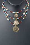 Sterling Colorful Bead and Cultured Pearl Coin Necklace