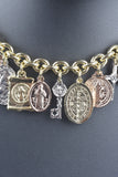 Italian Religious Medallion Charm Necklace