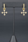 Designer Inspired Hoop Earrings with Pave Cross Charms