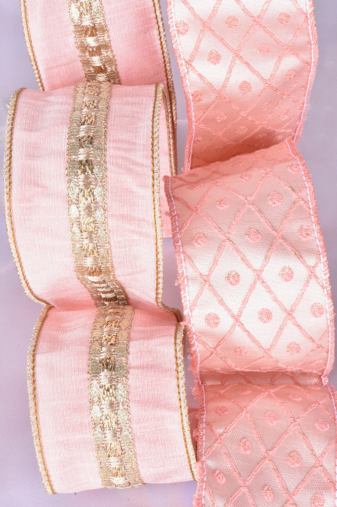 2.5''W Luxury Pink Wired Christmas Ribbon Choice of