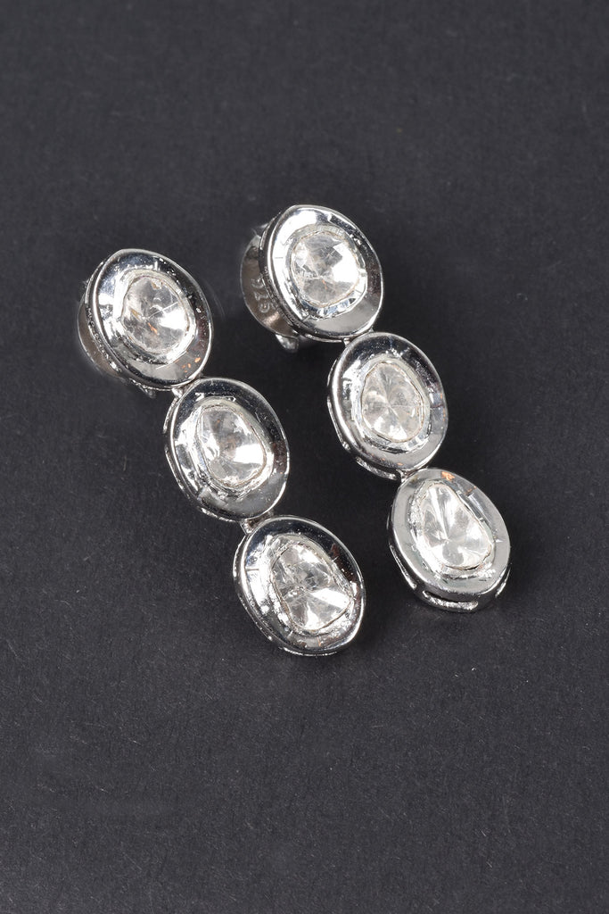 Maharaja Triple Polki Diamond Drop Earrings