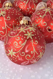 Christmas Red Flowers European Glass Ornaments, Set of 6