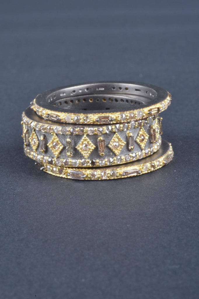 Couture Inspired Handmade Set of 5 1.85ct Diamond Stack Rings