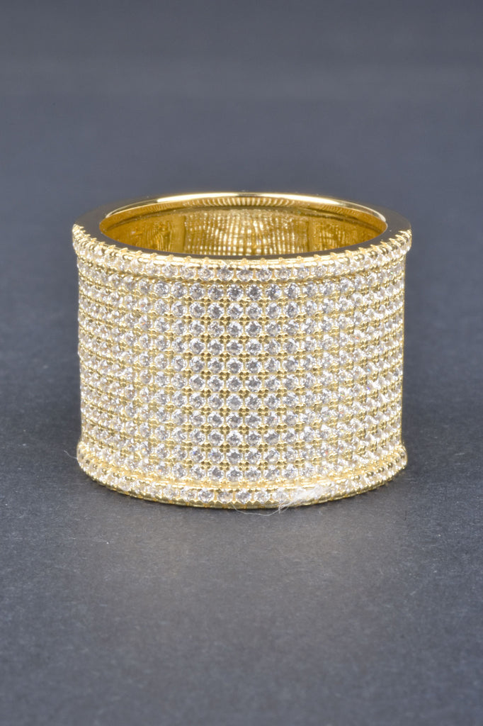 Sterling Handmade Micro Pave Wide Statement Band Ring