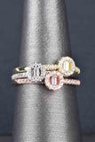 Set of 3 Solitaire Baguette and Pave Stack Rings