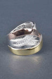 Sterling Polished and Pave Layered Overlapping Tri-Color Ring