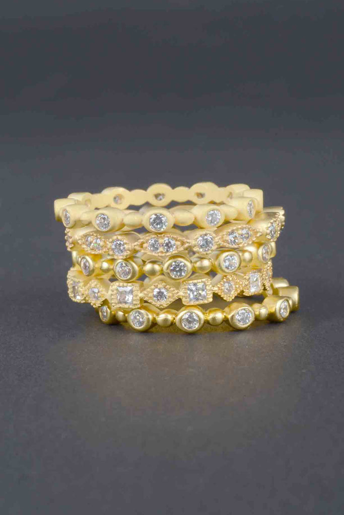 Set of 5 Couture Inspired Petite Mixed Stack Rings