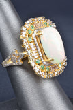 Handmade Ethiopian Opal, Emeralds and Diamond Ring