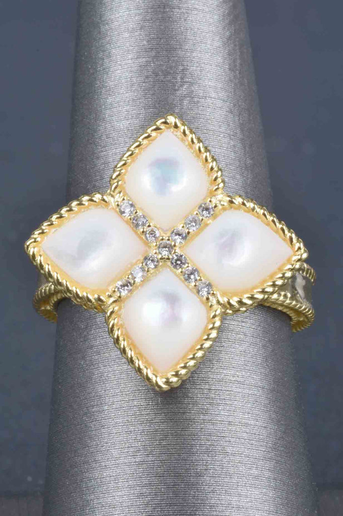 Handmade Mother of Pearl Clover Band Ring