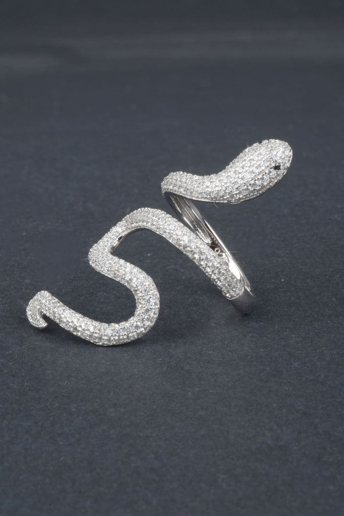 Sterling True-To-Life Pave Slithering Snake Ring