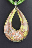 Italian Handcrafted Murano Glass Teardrop pendant with 6 Strand Murano Glass Bead Necklace