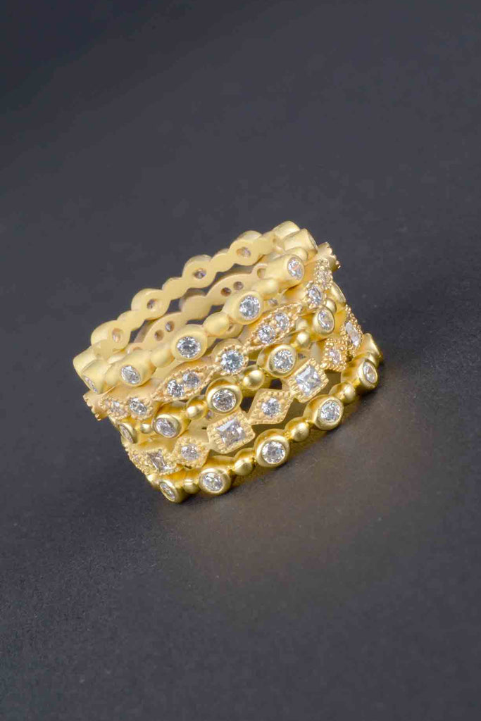 Set of 5 Couture Inspired Petite Mixed Stack Rings