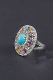 Kingman Turquoise and Multi-Sapphire Ring