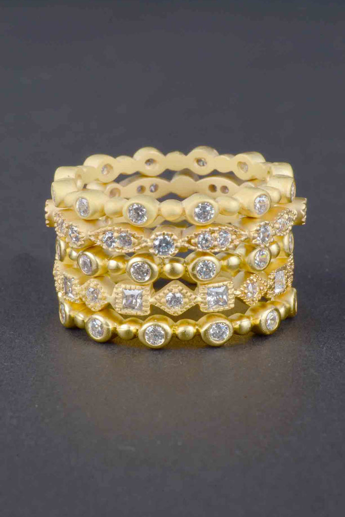 Set of 5 Couture Inspired Petite Mixed Stack Rings