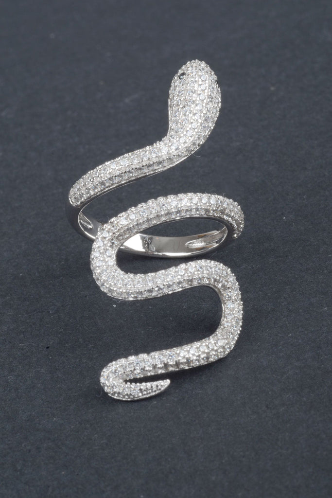 Sterling True-To-Life Pave Slithering Snake Ring