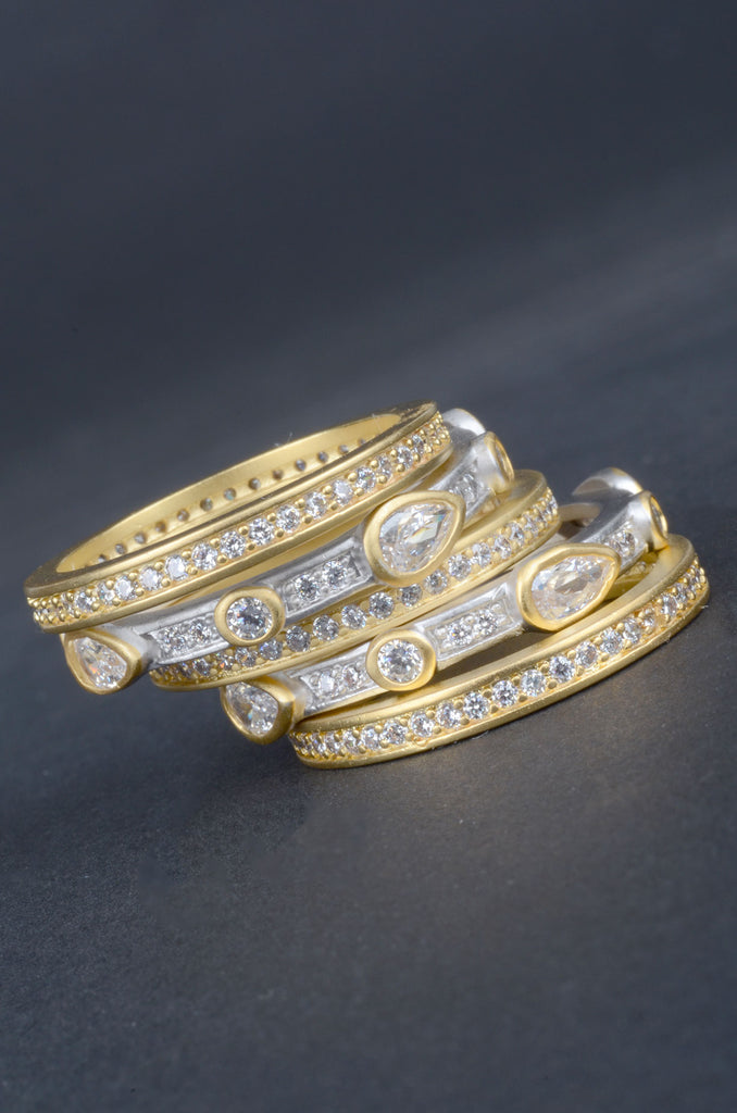 Set of 5 Designer Inspired Mixed Stack Rings