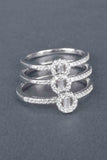 Set of 3 Solitaire Baguette and Pave Stack Rings