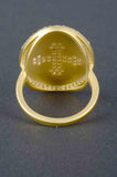 Designer Inspired Pave Cross Center Satin Oval Ring
