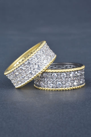 Sterling Handmade Micro Pave Wide Statement Band Ring